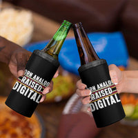 Born Analog Raised Digital 4 in 1 Can Cooler Tumbler Vintage Sunset Retro Tech Graphic
