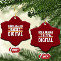 Born Analog Raised Digital Ceramic Ornament Vintage Sunset Retro Tech Graphic
