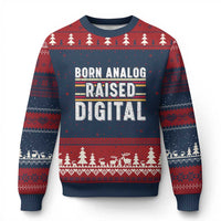 Born Analog Raised Digital Ugly Christmas Sweater Vintage Sunset Retro Tech Graphic