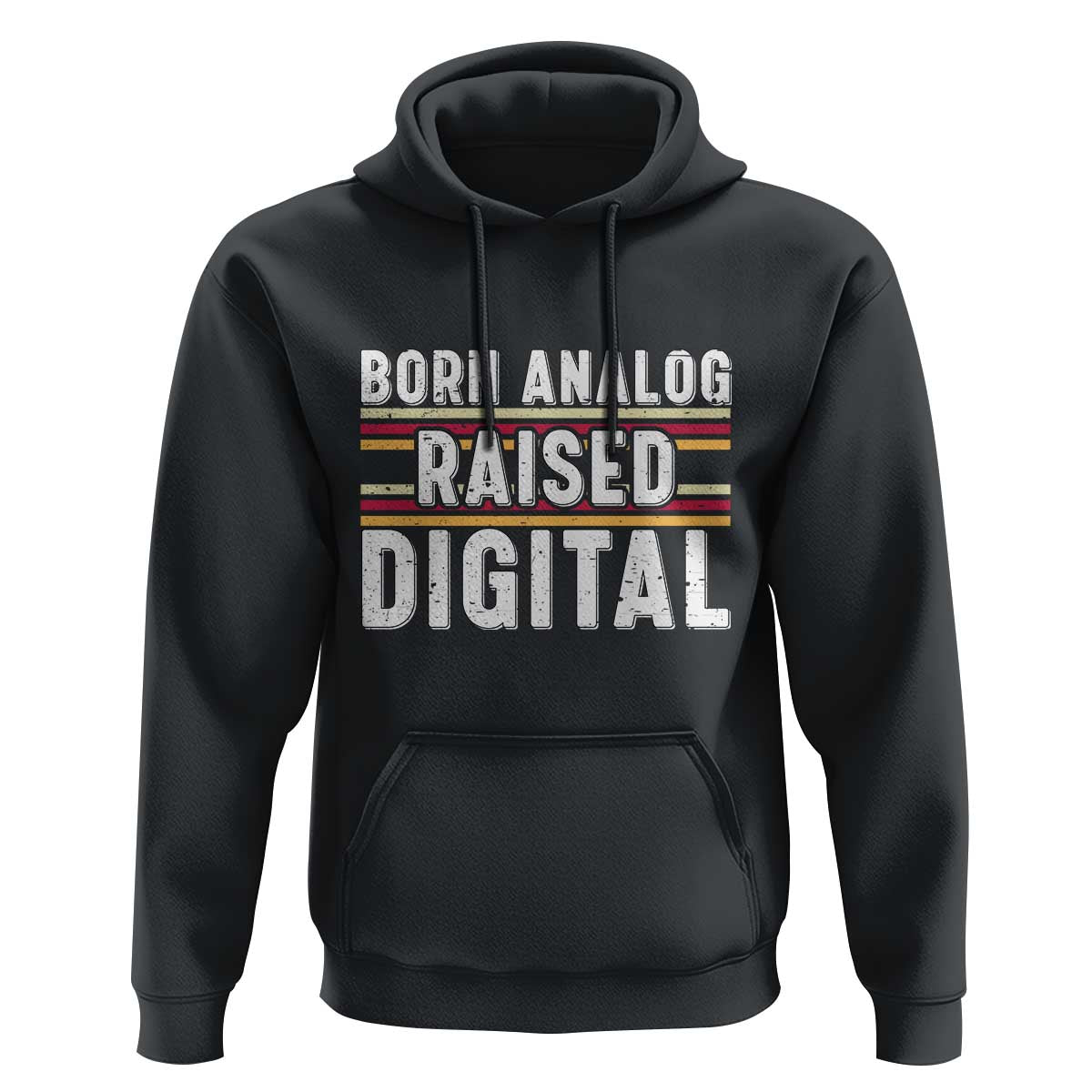 Born Analog Raised Digital Hoodie Vintage Sunset Retro Tech Graphic