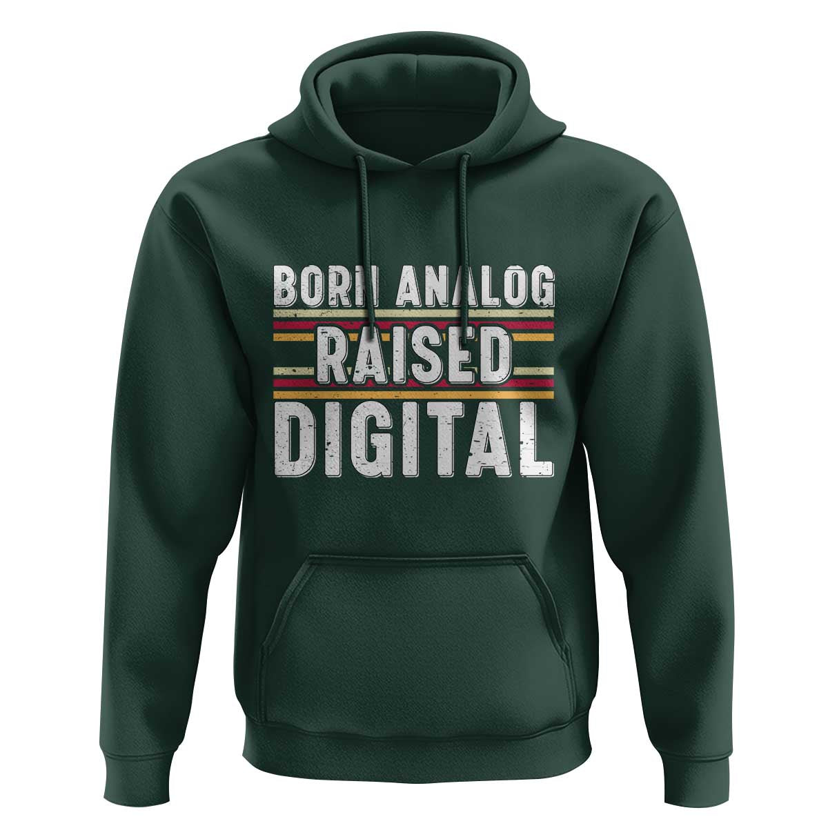 Born Analog Raised Digital Hoodie Vintage Sunset Retro Tech Graphic