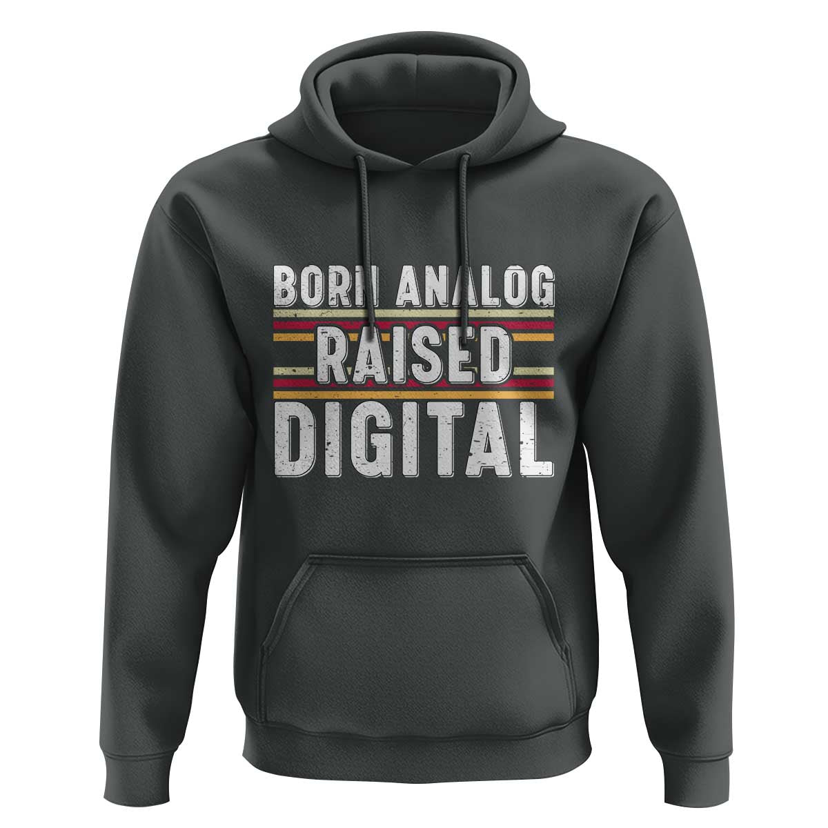 Born Analog Raised Digital Hoodie Vintage Sunset Retro Tech Graphic