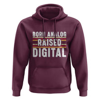 Born Analog Raised Digital Hoodie Vintage Sunset Retro Tech Graphic