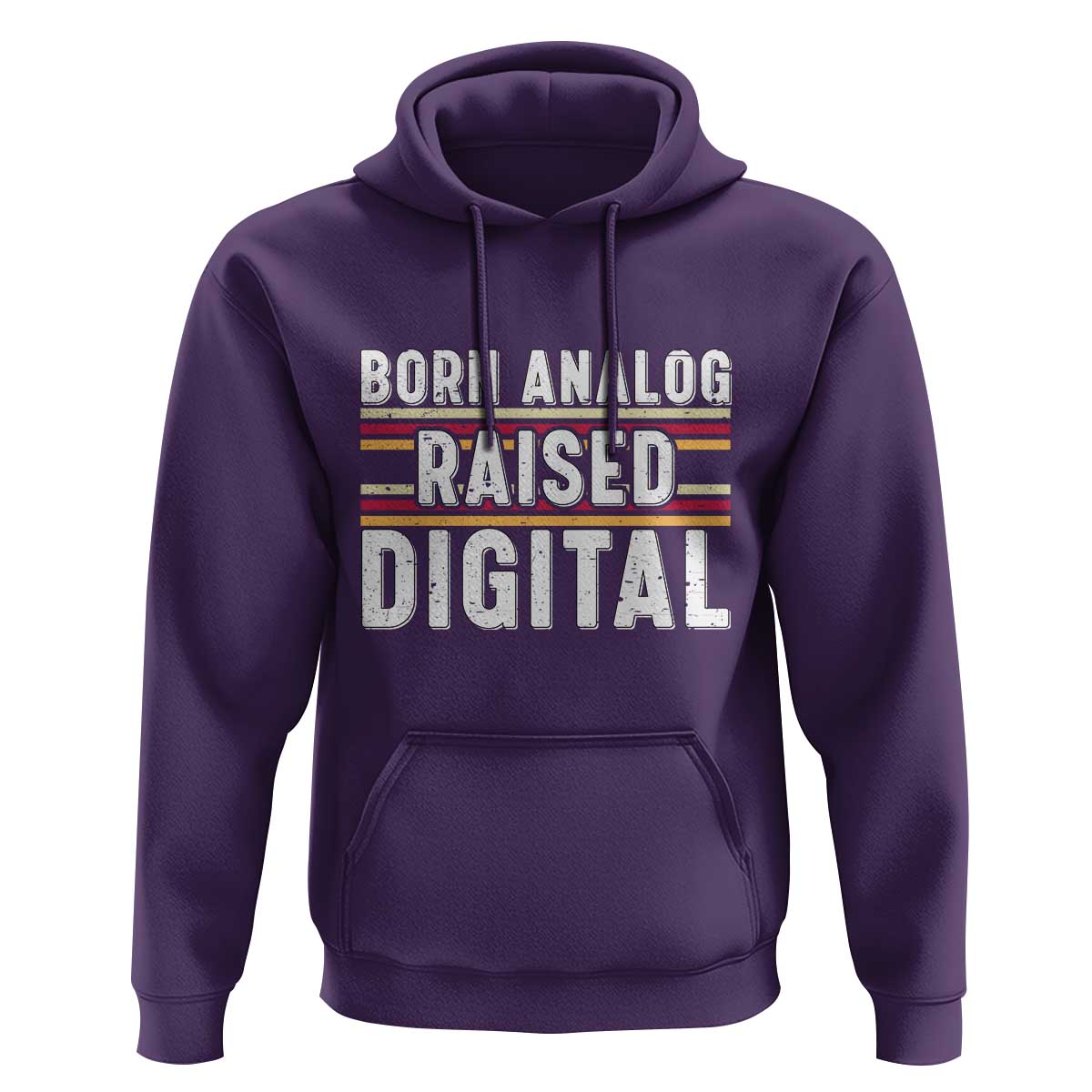 Born Analog Raised Digital Hoodie Vintage Sunset Retro Tech Graphic