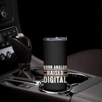 Born Analog Raised Digital Skinny Tumbler Vintage Sunset Retro Tech Graphic