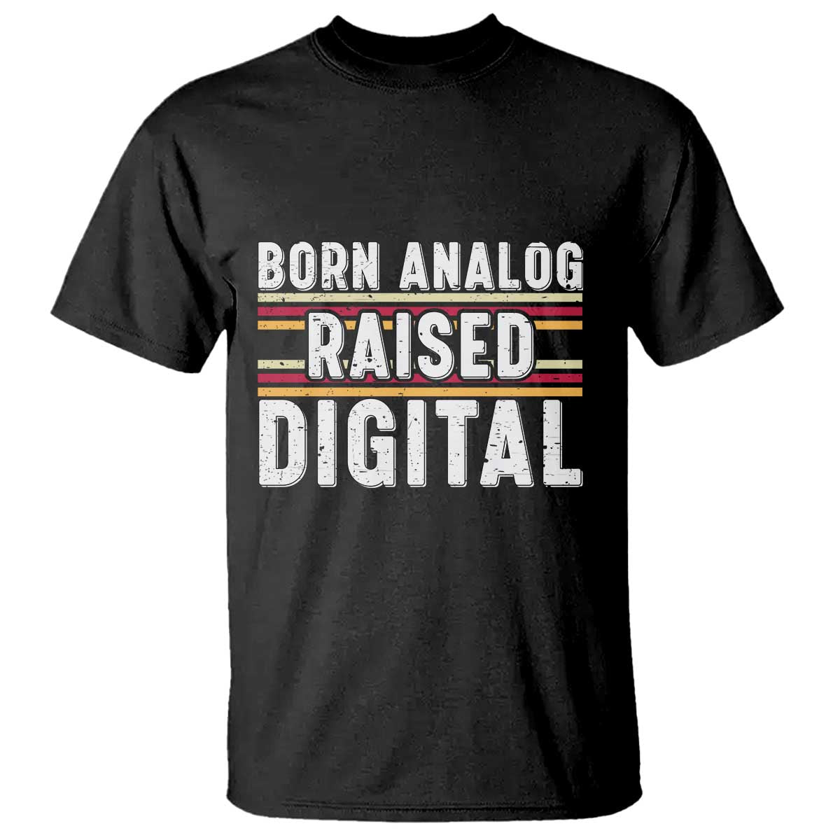 Born Analog Raised Digital T Shirt Vintage Sunset Retro Tech Graphic