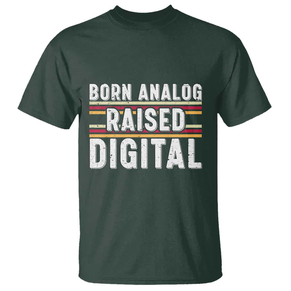 Born Analog Raised Digital T Shirt Vintage Sunset Retro Tech Graphic
