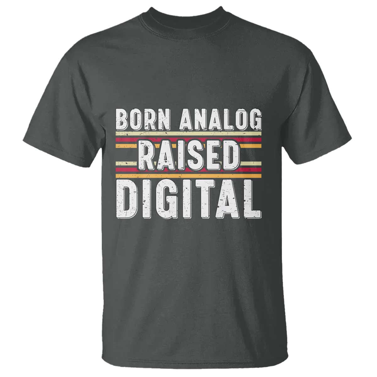 Born Analog Raised Digital T Shirt Vintage Sunset Retro Tech Graphic