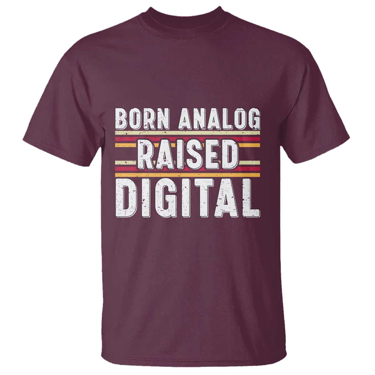 Born Analog Raised Digital T Shirt Vintage Sunset Retro Tech Graphic