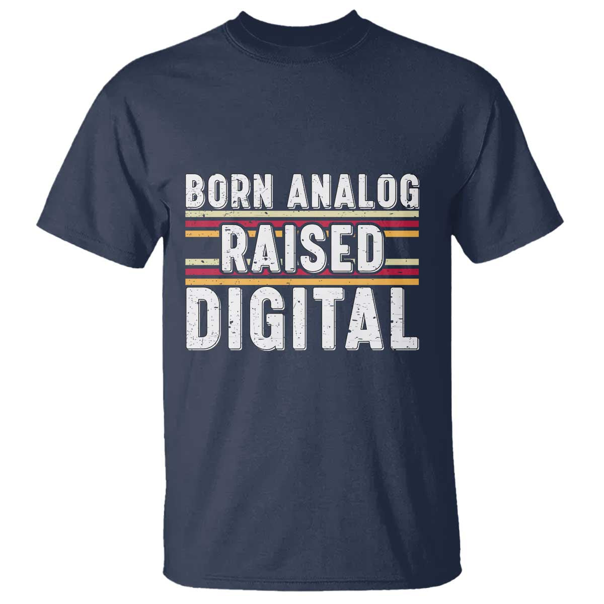 Born Analog Raised Digital T Shirt Vintage Sunset Retro Tech Graphic