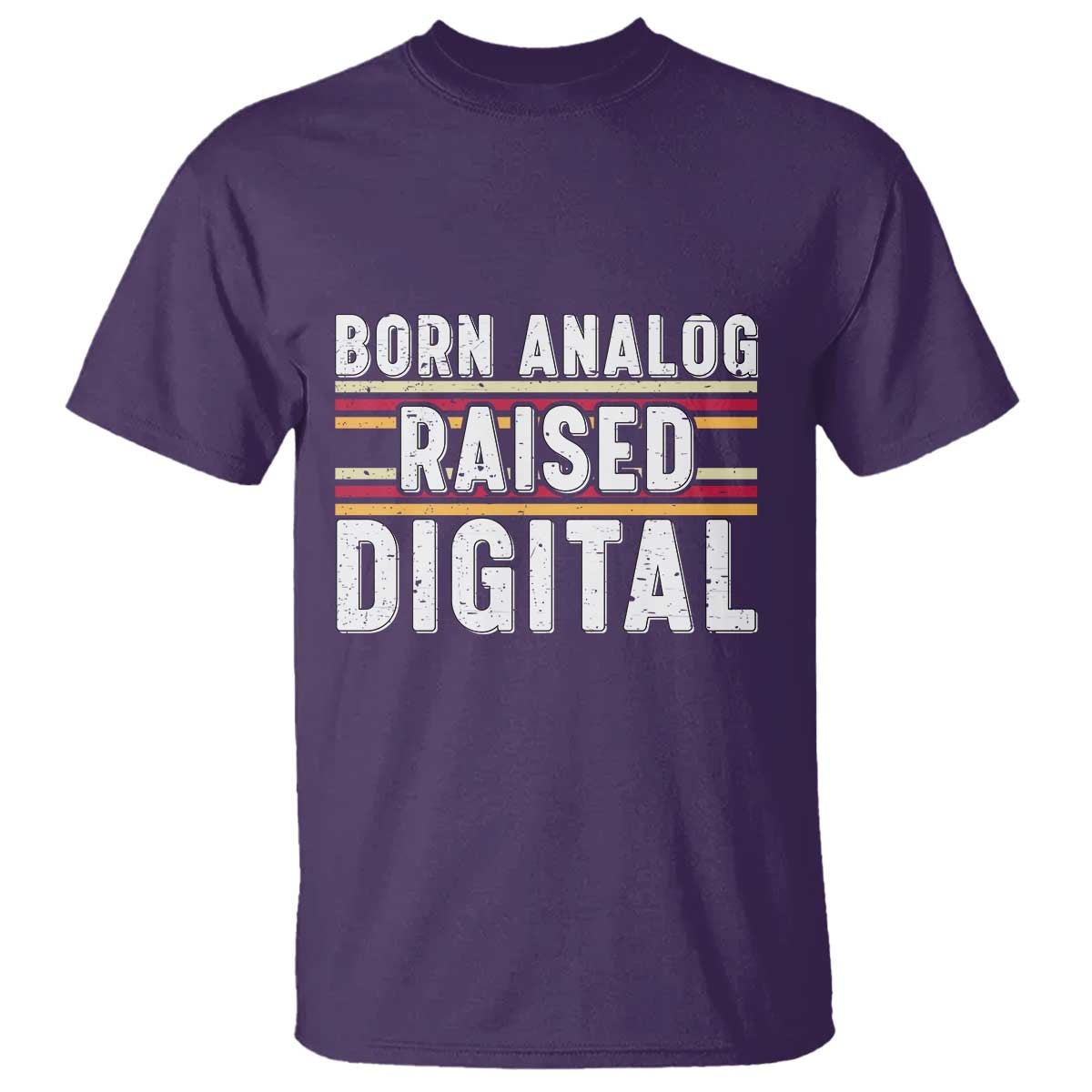 Born Analog Raised Digital T Shirt Vintage Sunset Retro Tech Graphic