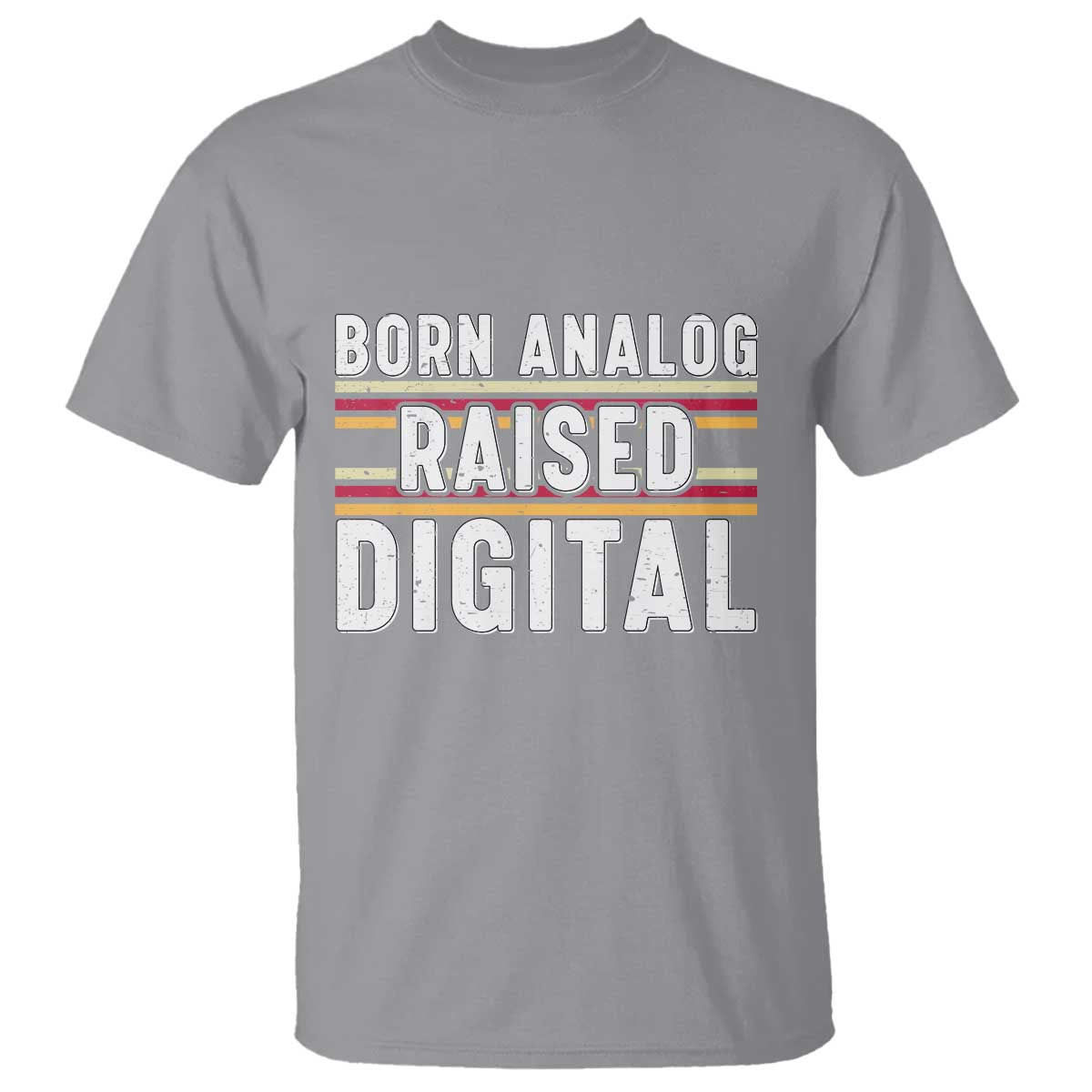 Born Analog Raised Digital T Shirt Vintage Sunset Retro Tech Graphic