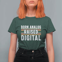 Born Analog Raised Digital T Shirt For Women Vintage Sunset Retro Tech Graphic