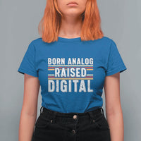 Born Analog Raised Digital T Shirt For Women Vintage Sunset Retro Tech Graphic
