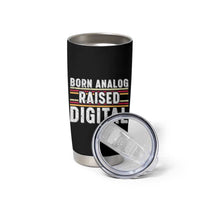 Born Analog Raised Digital Tumbler Cup Vintage Sunset Retro Tech Graphic