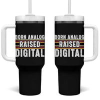 Born Analog Raised Digital Tumbler With Handle Vintage Sunset Retro Tech Graphic