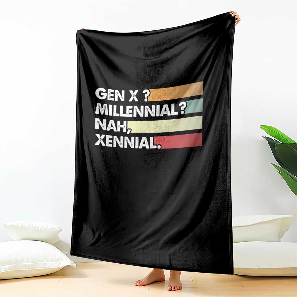 Gen X Millennial Nah Xennial Throw Blanket Retro Sunset Striped Typography Graphic