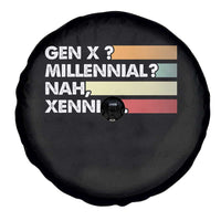Gen X Millennial Nah Xennial Spare Tire Cover Retro Sunset Striped Typography Graphic