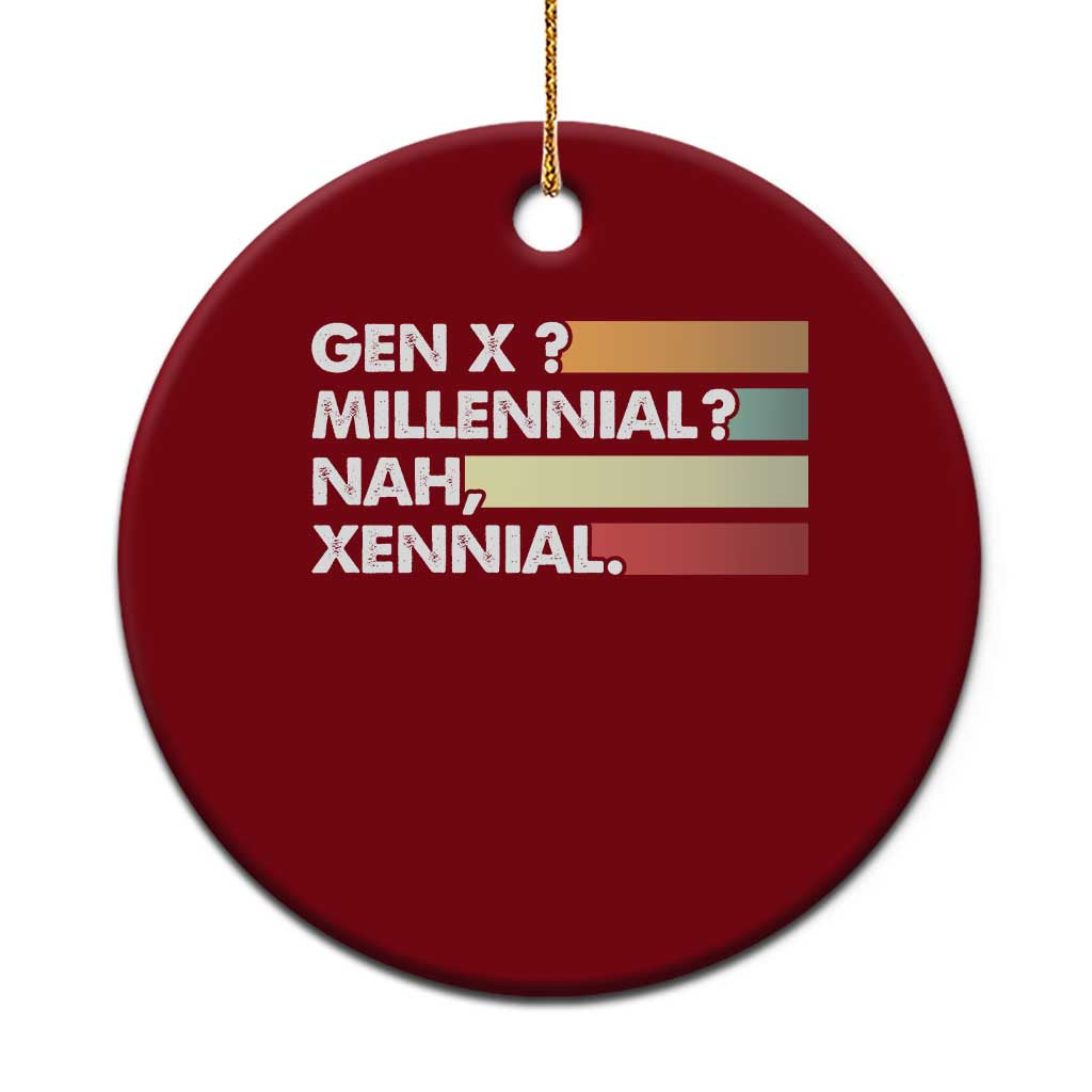 Gen X Millennial Nah Xennial Ceramic Ornament Retro Sunset Striped Typography Graphic
