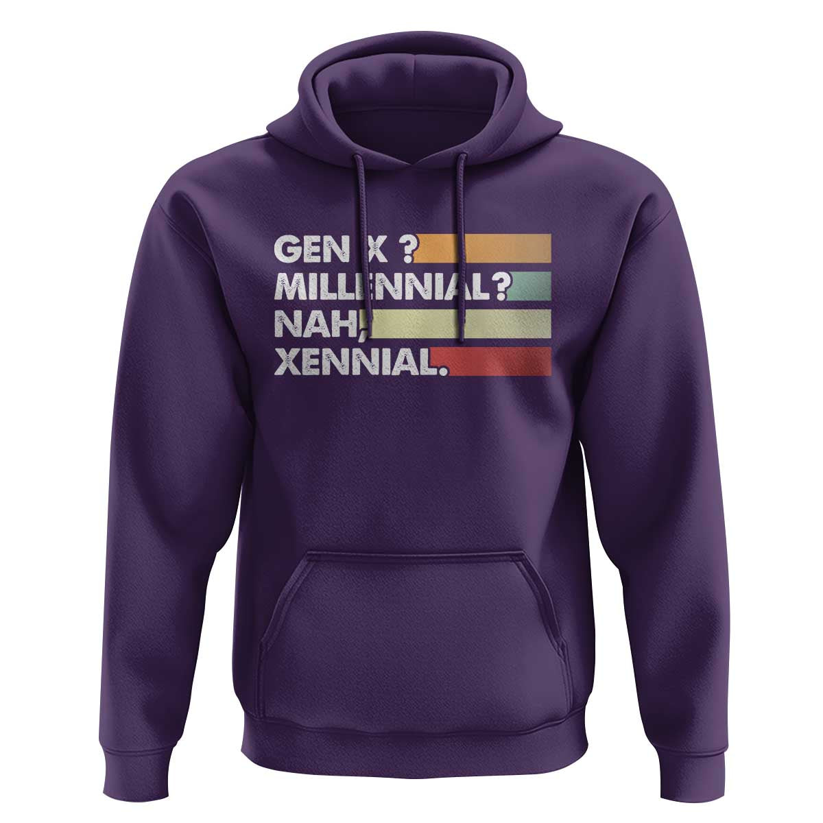 Gen X Millennial Nah Xennial Hoodie Retro Sunset Striped Typography Graphic