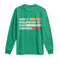 Gen X Millennial Nah Xennial Long Sleeve Shirt Retro Sunset Striped Typography Graphic