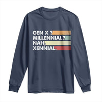 Gen X Millennial Nah Xennial Long Sleeve Shirt Retro Sunset Striped Typography Graphic