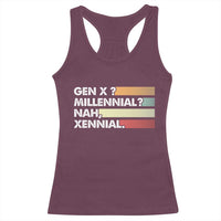 Gen X Millennial Nah Xennial Racerback Tank Top Retro Sunset Striped Typography Graphic