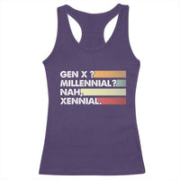 Gen X Millennial Nah Xennial Racerback Tank Top Retro Sunset Striped Typography Graphic