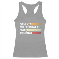 Gen X Millennial Nah Xennial Racerback Tank Top Retro Sunset Striped Typography Graphic