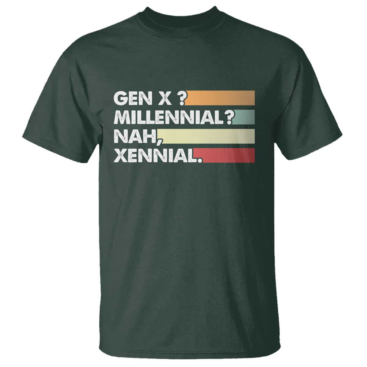 Gen X Millennial Nah Xennial T Shirt Retro Sunset Striped Typography Graphic