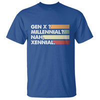 Gen X Millennial Nah Xennial T Shirt Retro Sunset Striped Typography Graphic