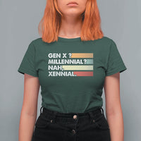 Gen X Millennial Nah Xennial T Shirt For Women Retro Sunset Striped Typography Graphic