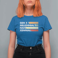 Gen X Millennial Nah Xennial T Shirt For Women Retro Sunset Striped Typography Graphic