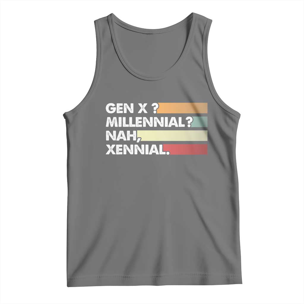 Gen X Millennial Nah Xennial Tank Top Retro Sunset Striped Typography Graphic