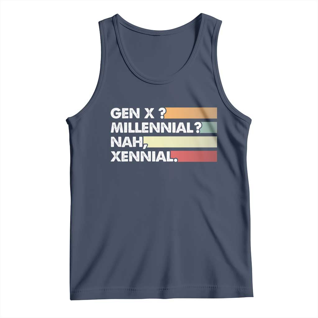 Gen X Millennial Nah Xennial Tank Top Retro Sunset Striped Typography Graphic