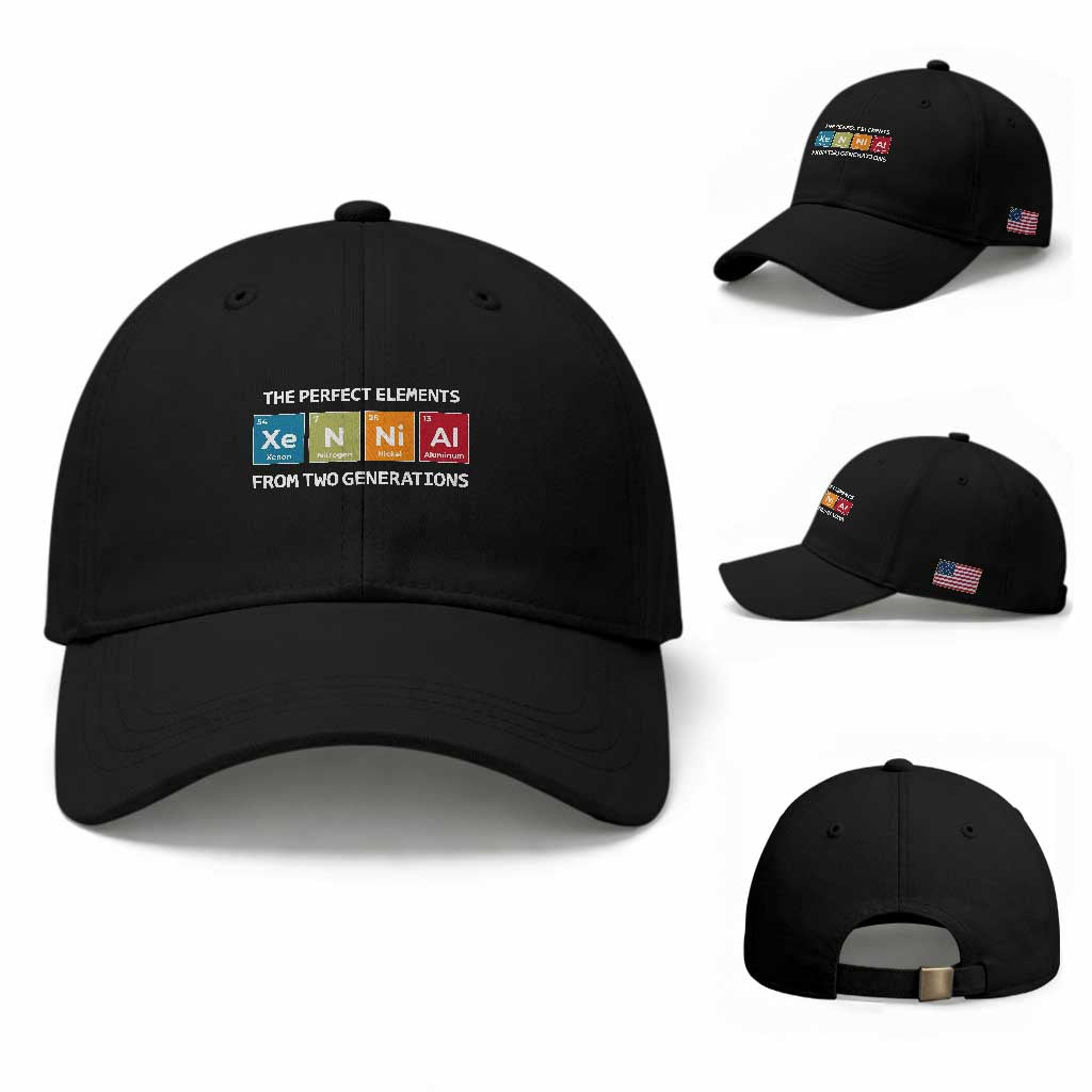 Xennial The Perfect Elements From Two Generations Baseball Cap Periodic Table Science Graphic
