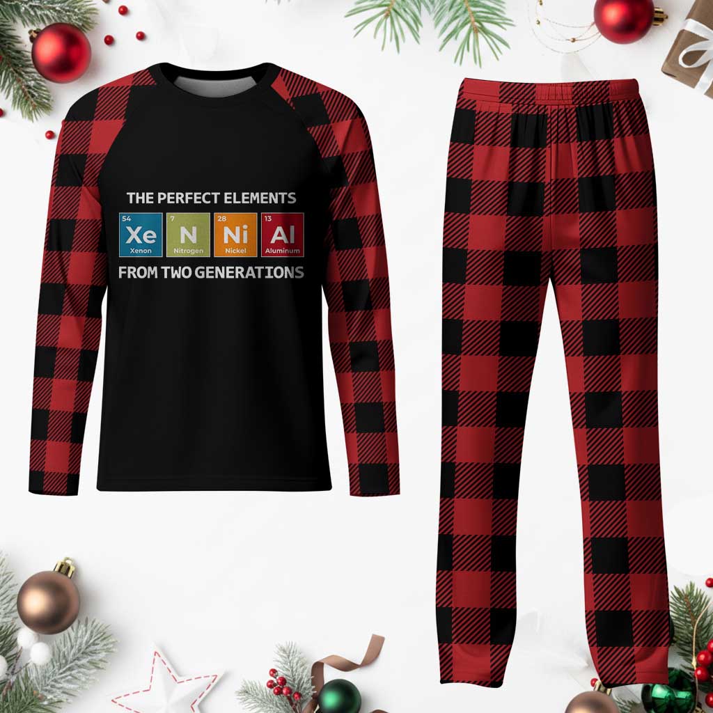 Xennial The Perfect Elements From Two Generations Plaid Pajama Set Periodic Table Science Graphic