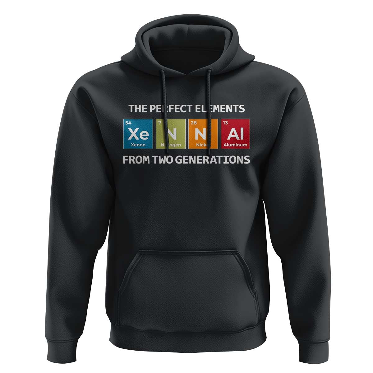 Xennial The Perfect Elements From Two Generations Hoodie Periodic Table Science Graphic