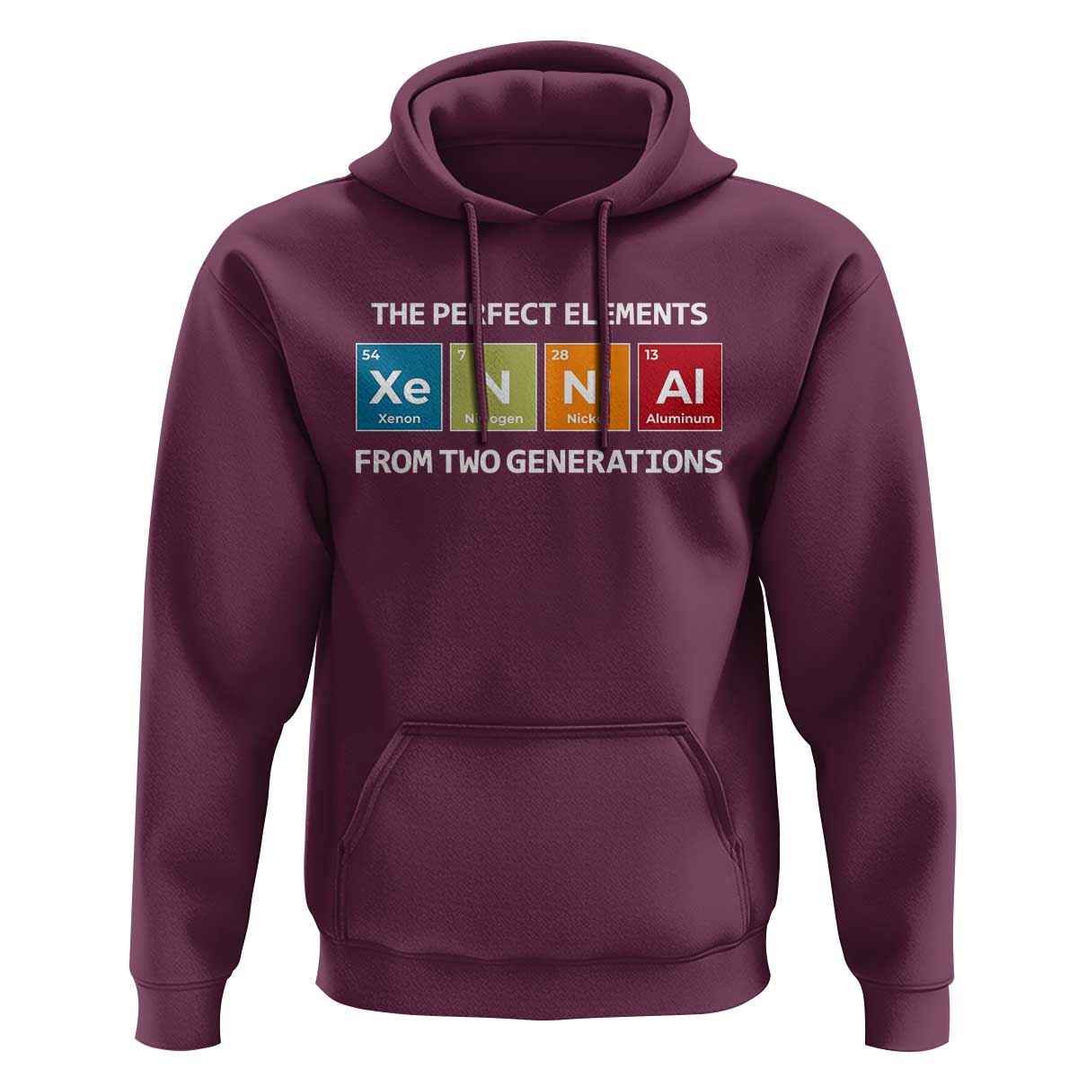 Xennial The Perfect Elements From Two Generations Hoodie Periodic Table Science Graphic
