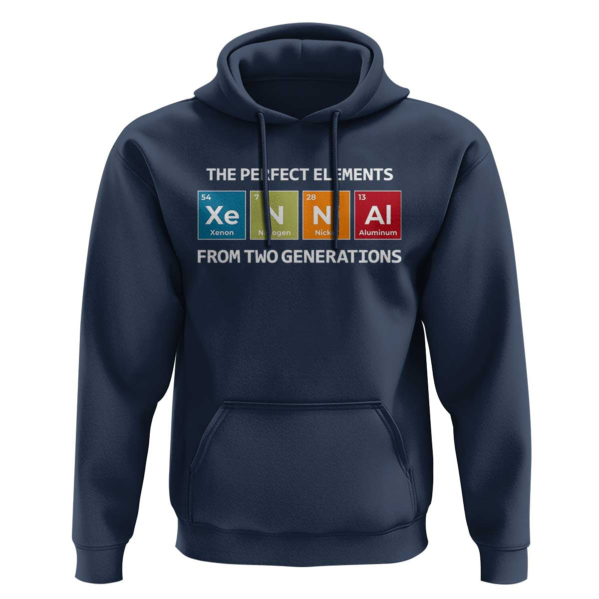 Xennial The Perfect Elements From Two Generations Hoodie Periodic Table Science Graphic