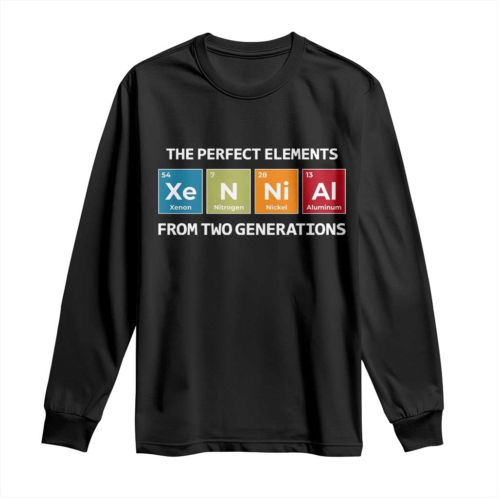Xennial The Perfect Elements From Two Generations Long Sleeve Shirt Periodic Table Science Graphic