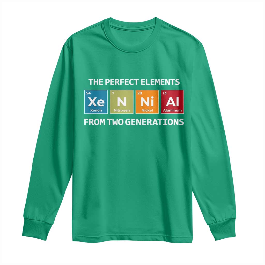 Xennial The Perfect Elements From Two Generations Long Sleeve Shirt Periodic Table Science Graphic