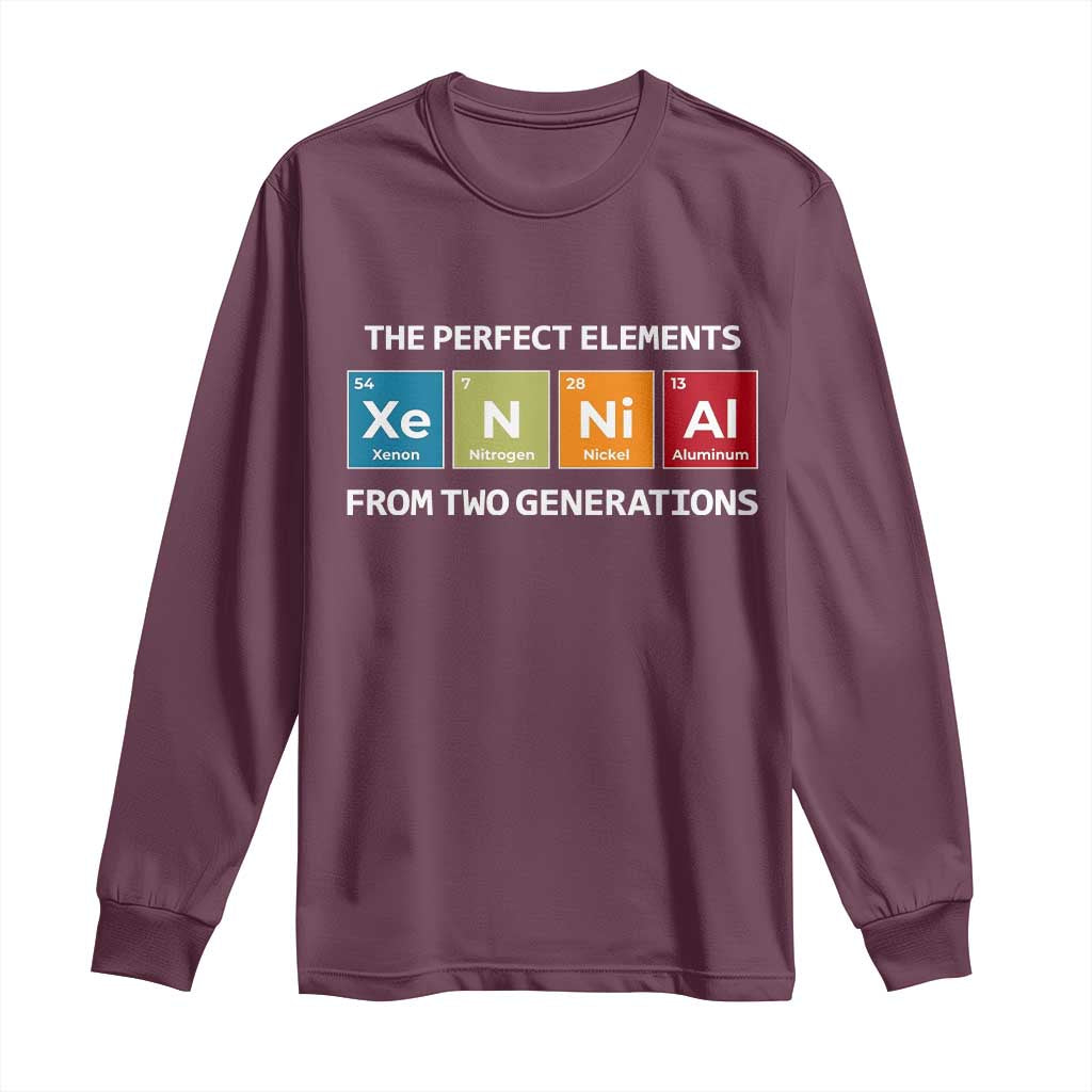 Xennial The Perfect Elements From Two Generations Long Sleeve Shirt Periodic Table Science Graphic