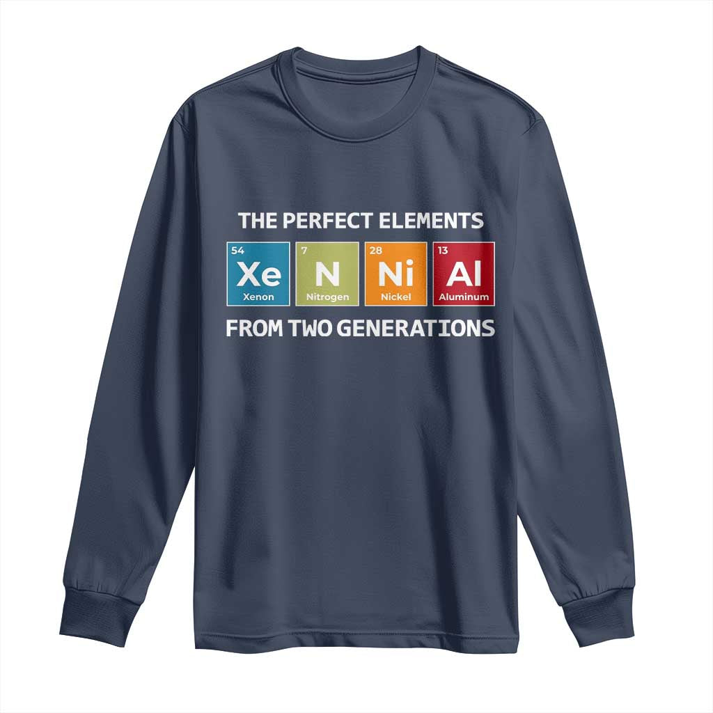 Xennial The Perfect Elements From Two Generations Long Sleeve Shirt Periodic Table Science Graphic