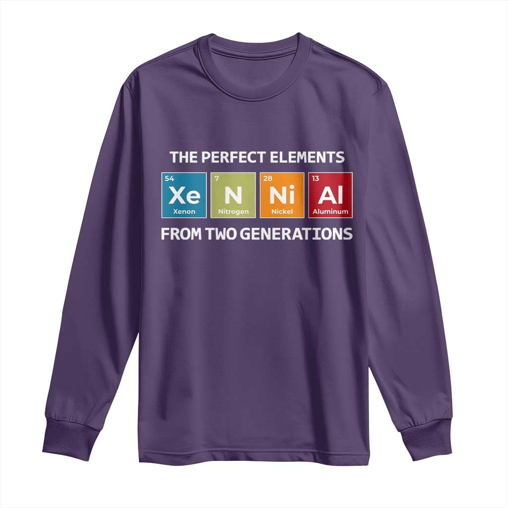Xennial The Perfect Elements From Two Generations Long Sleeve Shirt Periodic Table Science Graphic