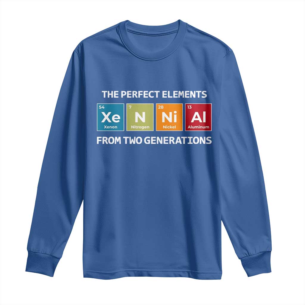 Xennial The Perfect Elements From Two Generations Long Sleeve Shirt Periodic Table Science Graphic
