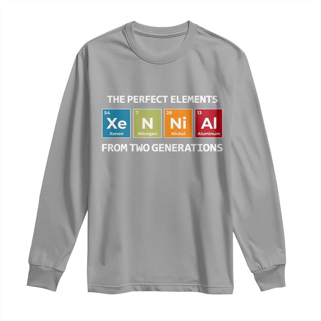 Xennial The Perfect Elements From Two Generations Long Sleeve Shirt Periodic Table Science Graphic
