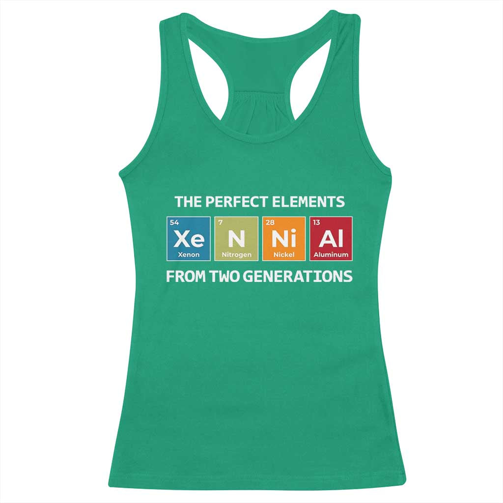 Xennial The Perfect Elements From Two Generations Racerback Tank Top Periodic Table Science Graphic