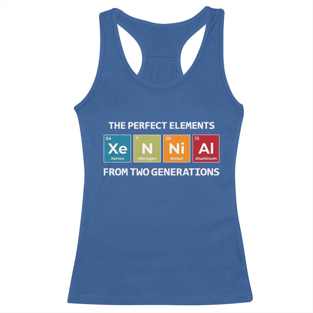Xennial The Perfect Elements From Two Generations Racerback Tank Top Periodic Table Science Graphic