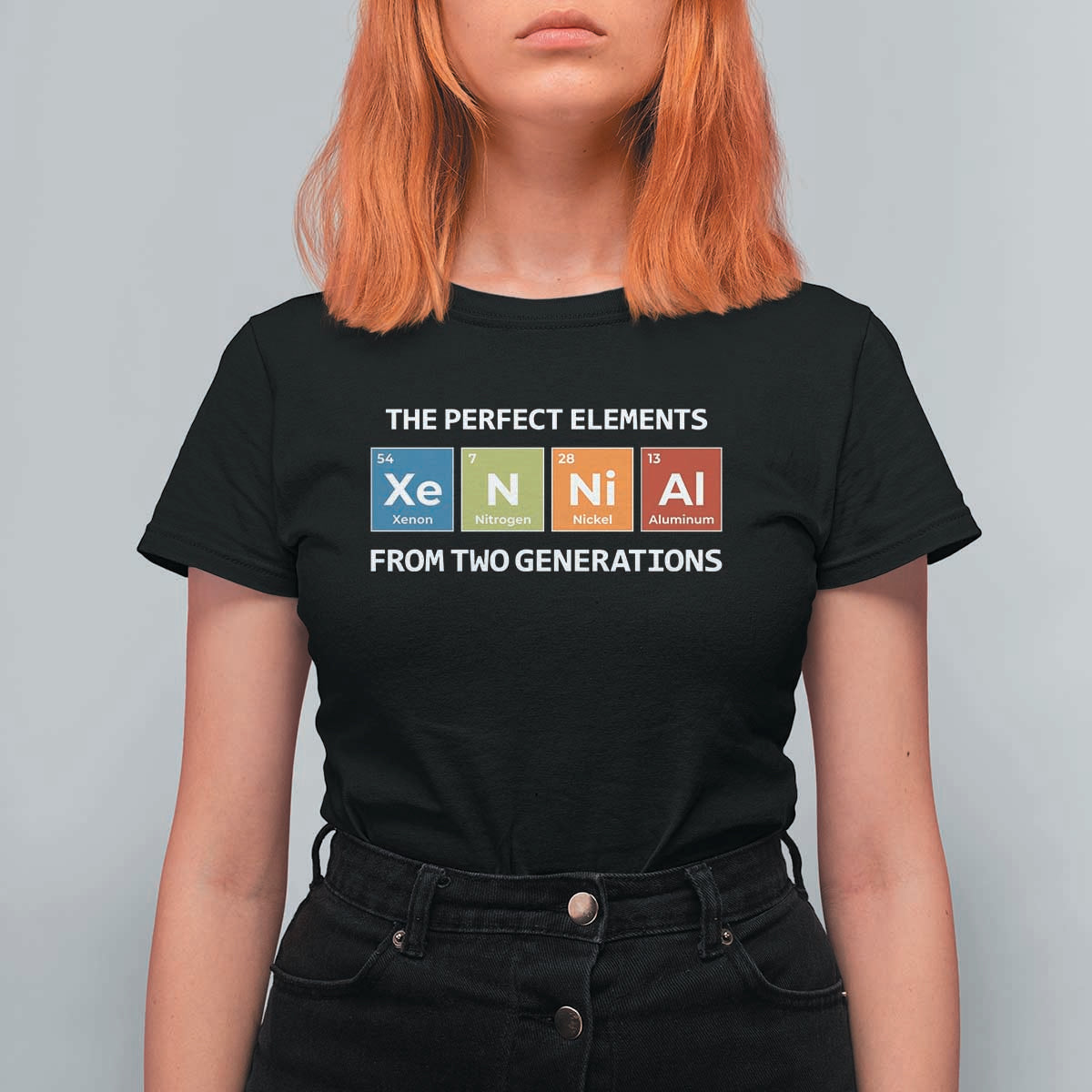 Xennial The Perfect Elements From Two Generations T Shirt For Women Periodic Table Science Graphic